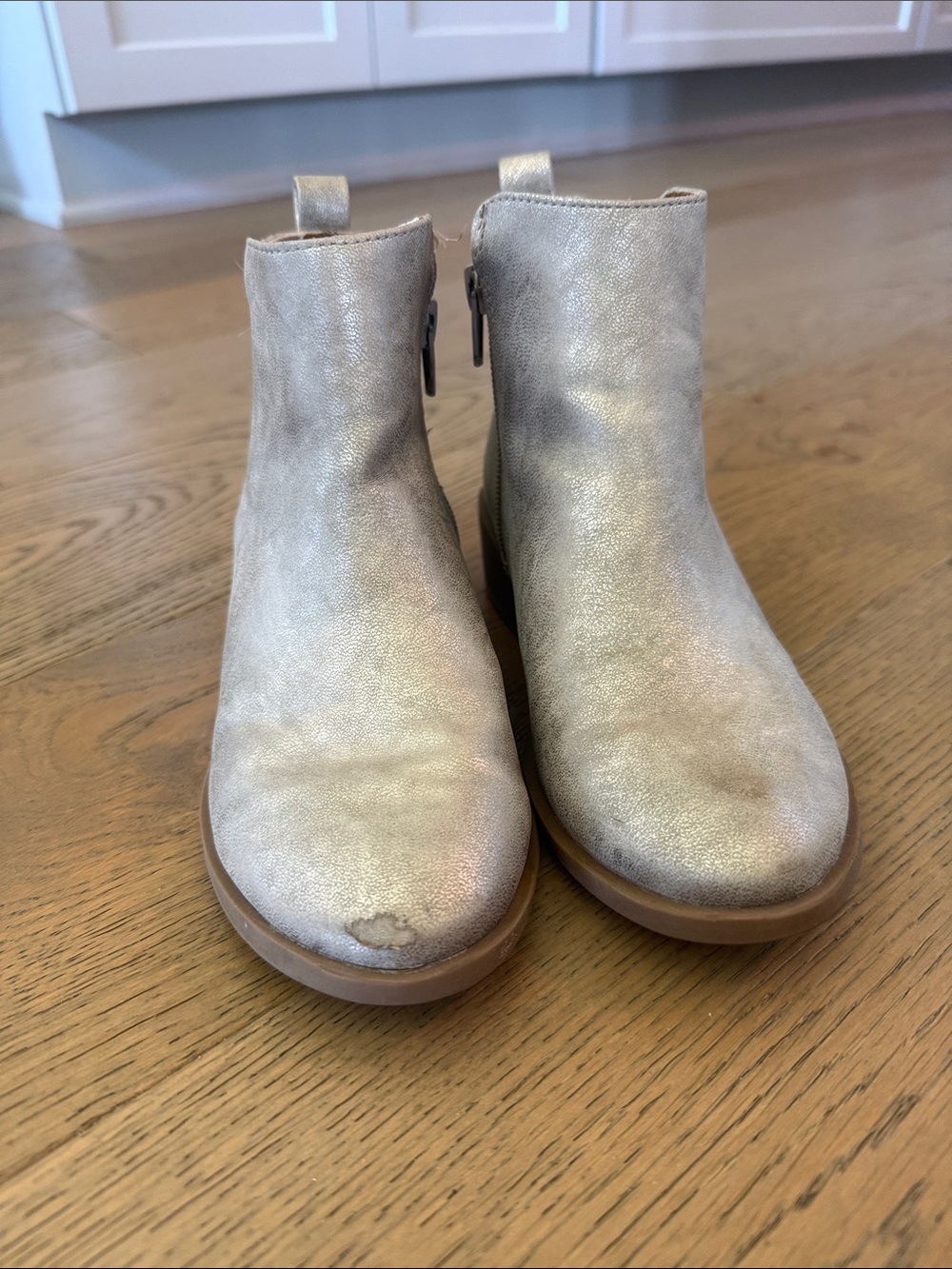 Kids Wondernation Metallic Silver Ankle Boots